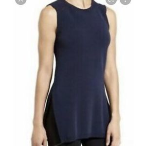 Athleta Long and Lean Navy Blue Cotton Knit Sweater Tank Top sz XS
